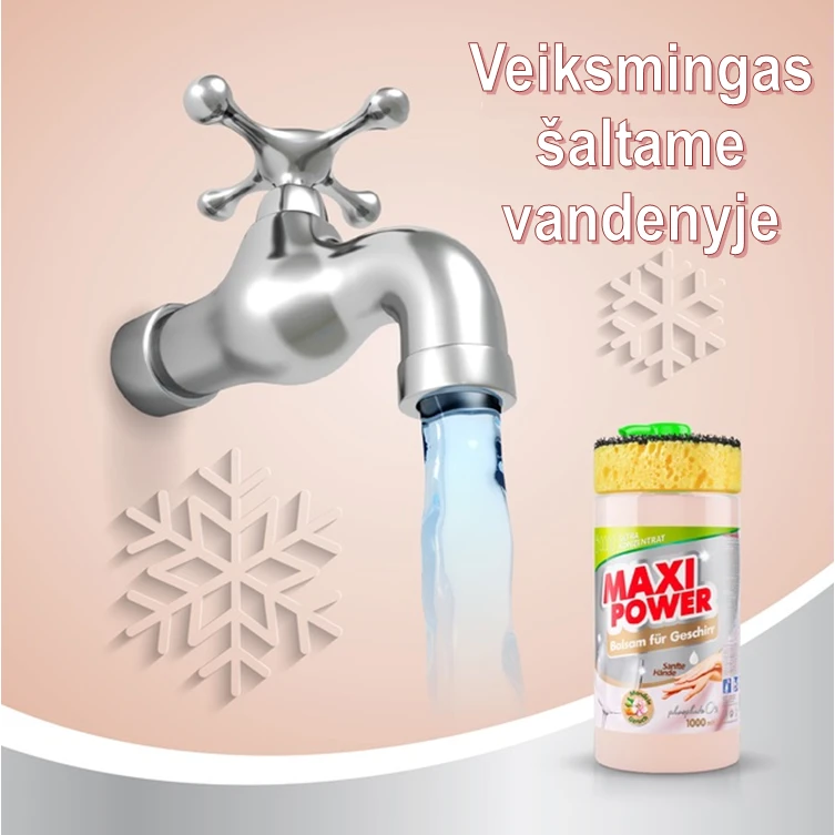 Pagaminta Ukrainoje Koncentruotas indų ploviklis - migdolų kvapo gelis "MAXI POWER" su dozatoriumi ir kempine indams plauti, 1000ml