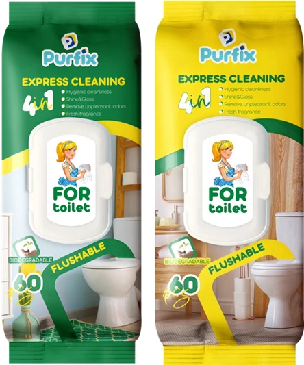 Sunvita Group Drėgnos servetėlės tualeto paviršiams Purfix 60vnt