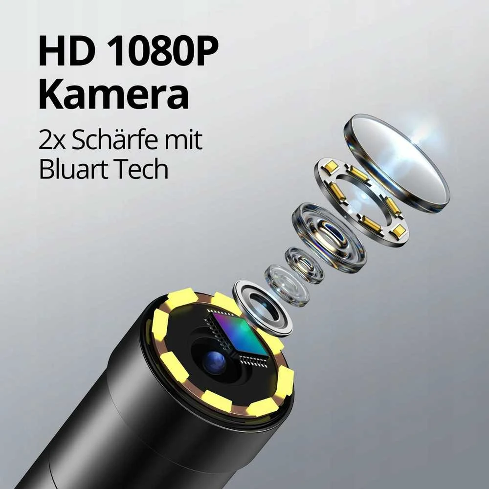 1080p HD Endoskopinė apžiūros kamera 5 m, 2,4 colių IPS ekranas, atsparus vandeniui