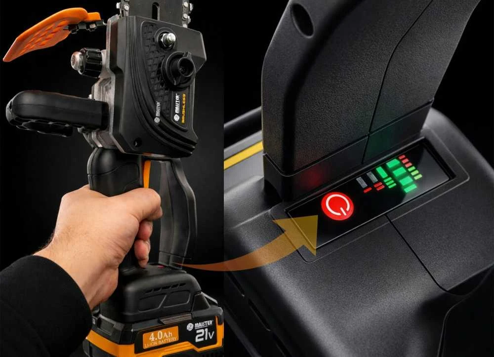 Akumuliatorinis elektrinis grandininis pjūklas 2x 4Ah Majster PRO