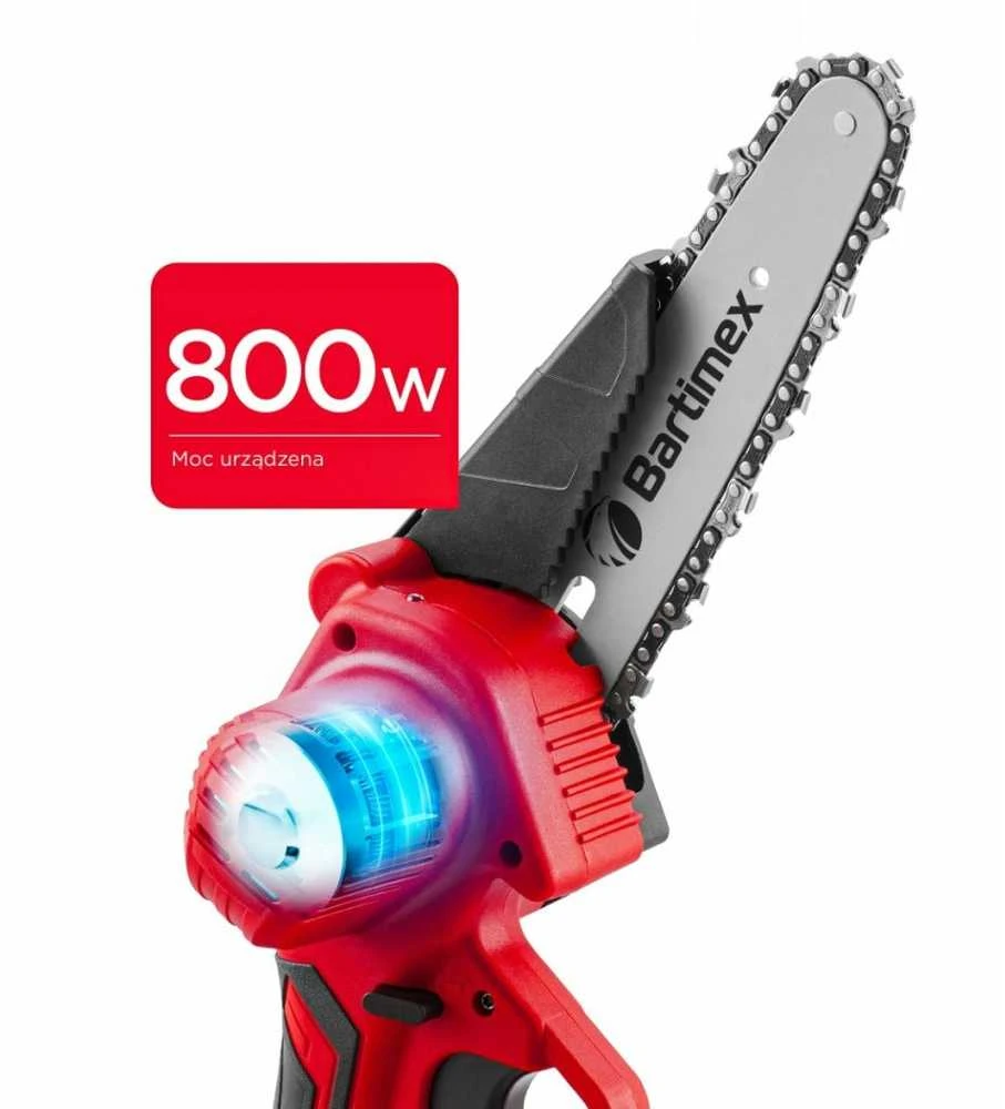 Akumuliatorinis mini grandininis pjūklas 20V 800W su 2x 2.0Ah baterijomis