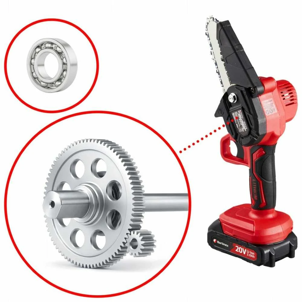 Akumuliatorinis mini grandininis pjūklas 20V 800W su 2x 2.0Ah baterijomis