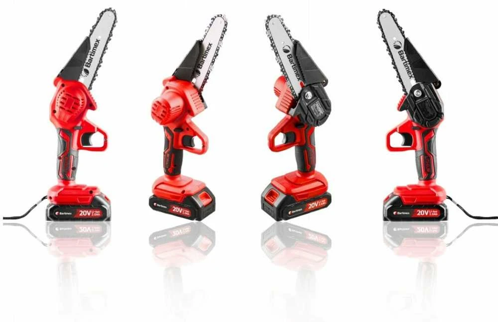 Akumuliatorinis mini grandininis pjūklas 20V 800W su 2x 2.0Ah baterijomis