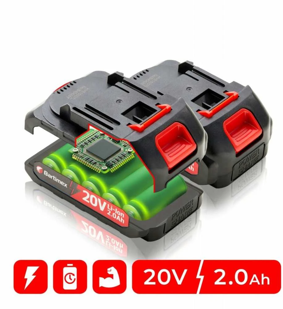 Akumuliatorinis mini grandininis pjūklas 20V 800W su 2x 2.0Ah baterijomis