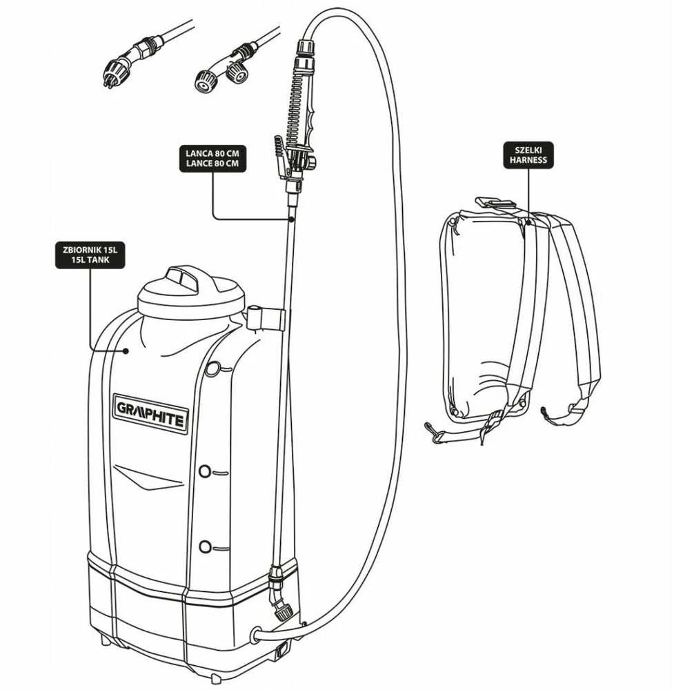 Akumuliatorinis purkštuvas 15 l 18 V