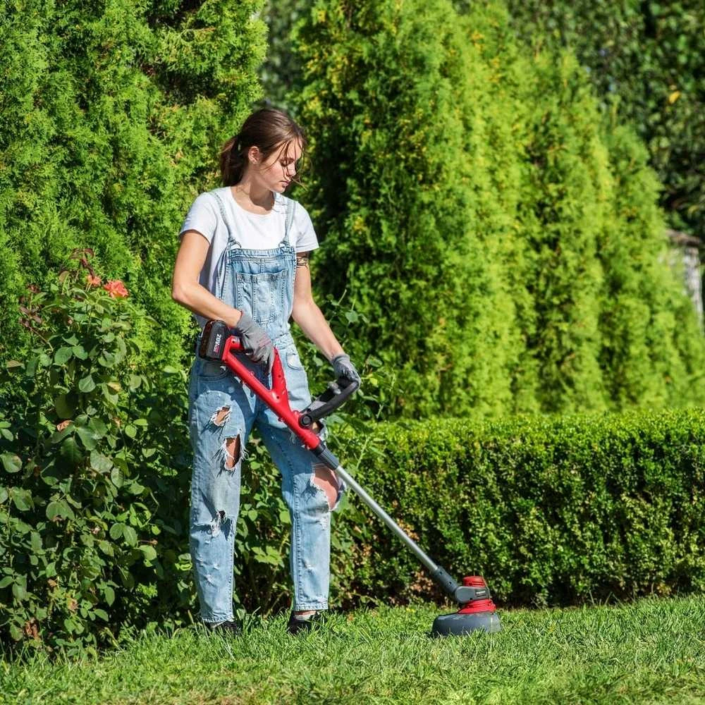 Akumuliatorinis trimeris su priedais sodui