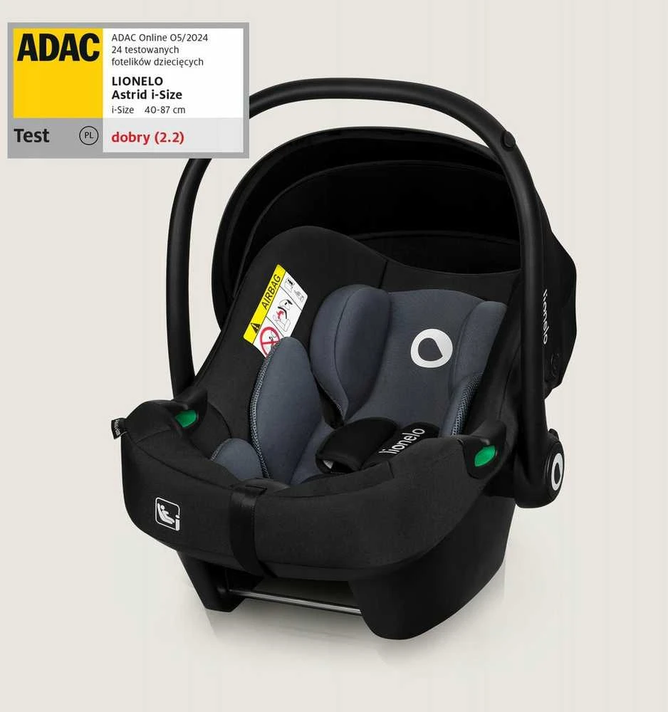 Lionelo Automobilinė kėdutė 0-13 kg ADAC juoda