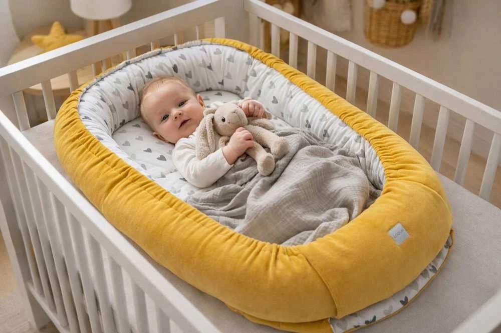 Baby Cocoon Premium 2in1 medvilnės/veliūro antklodės, čiužinio ir 2 pagalvių rinkinys