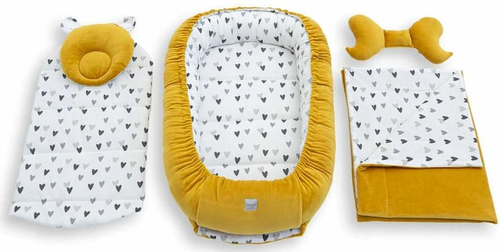Baby Cocoon Premium 2in1 medvilnės/veliūro antklodės, čiužinio ir 2 pagalvių rinkinys