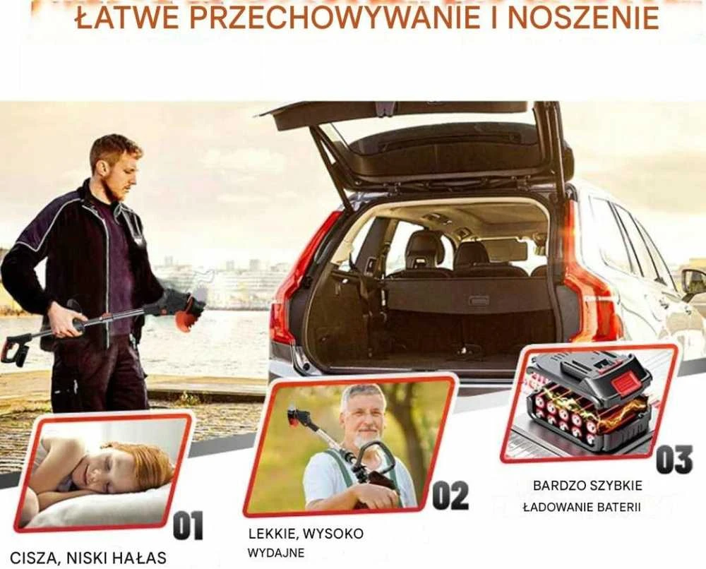 Belaidis trimeris su 2x 21V baterijomis – didelis žoliapjovės rinkinys