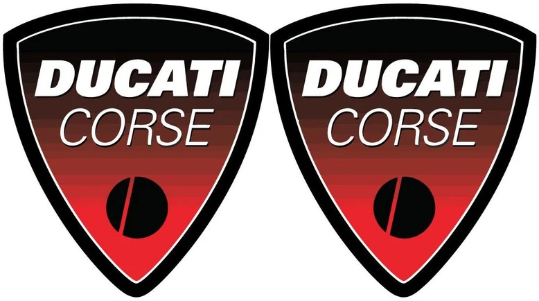 Ducati Stickers Motociklo logotipo lipdukai Ducati Corse, kėbulo apdailai, 2 vnt.