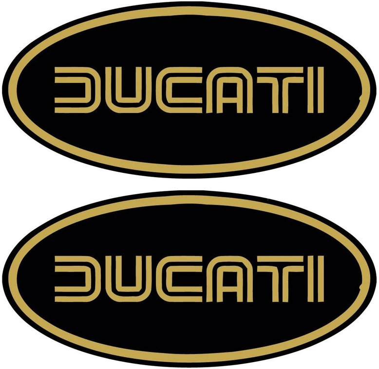 Ducati Stickers Motociklo logotipo lipdukai Ducati, apvalaus dizaino, retro stiliaus, 2 vnt.