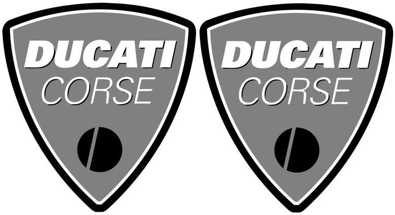 Ducati Stickers Motociklo logotipo lipdukai Ducati Corse, pilkos spalvos, 2 vnt.