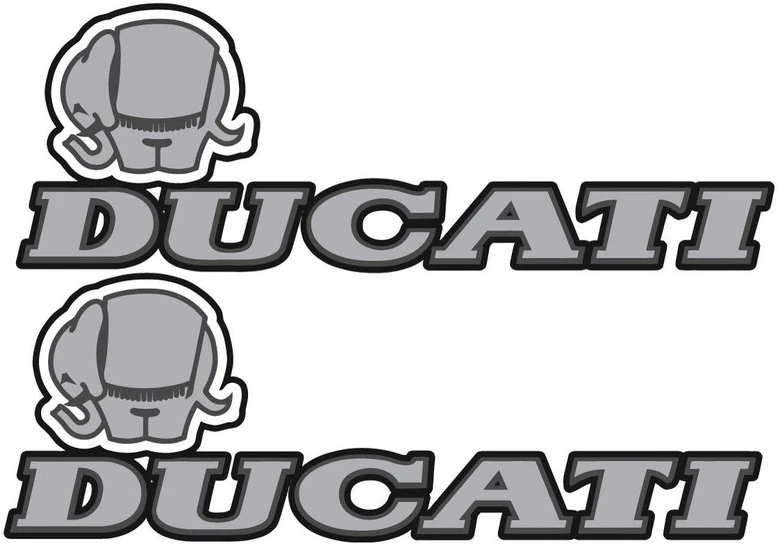 Ducati Stickers Motociklo logotipo lipdukai Ducati, pilkos spalvos, 2 vnt.