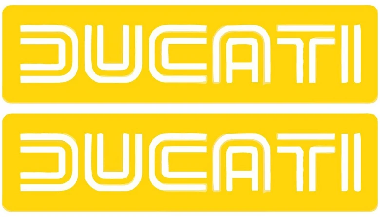 Ducati Stickers Šalmo logotipo lipdukai Ducati, šalmui skirto dizaino, retro stiliaus, geltonos spalvos, 2 vnt.