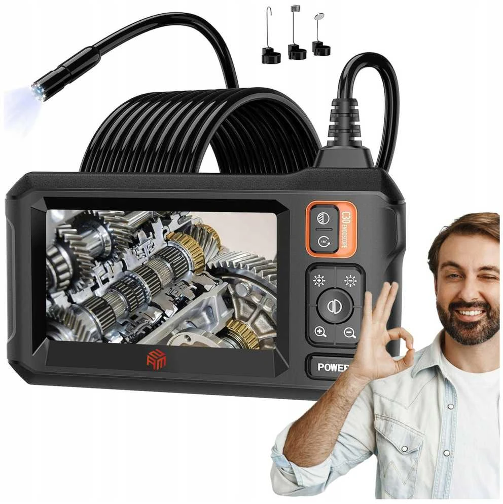 Endoskopinė kamera su ekranu 5m | Full HD | IP67 | Vamzdžių, kanalizacijos ir auto diagnostikai