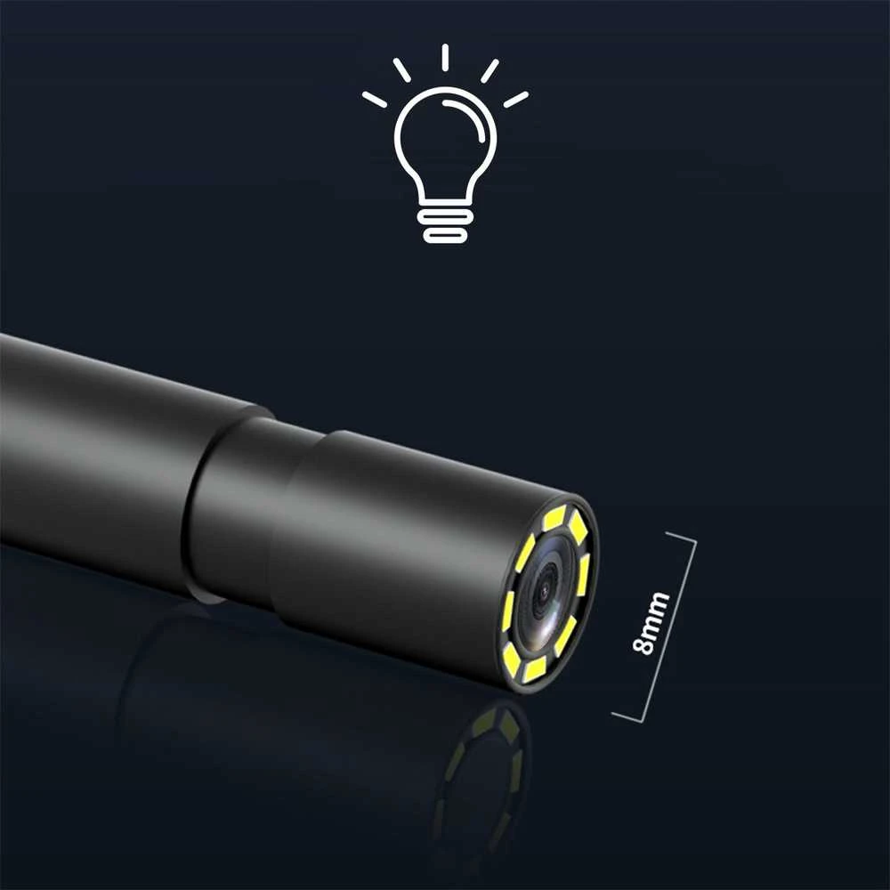 Endoskopinė vamzdžių apžiūros kamera dirbtuvėms su IPS ekranu, USB-C, 5 m