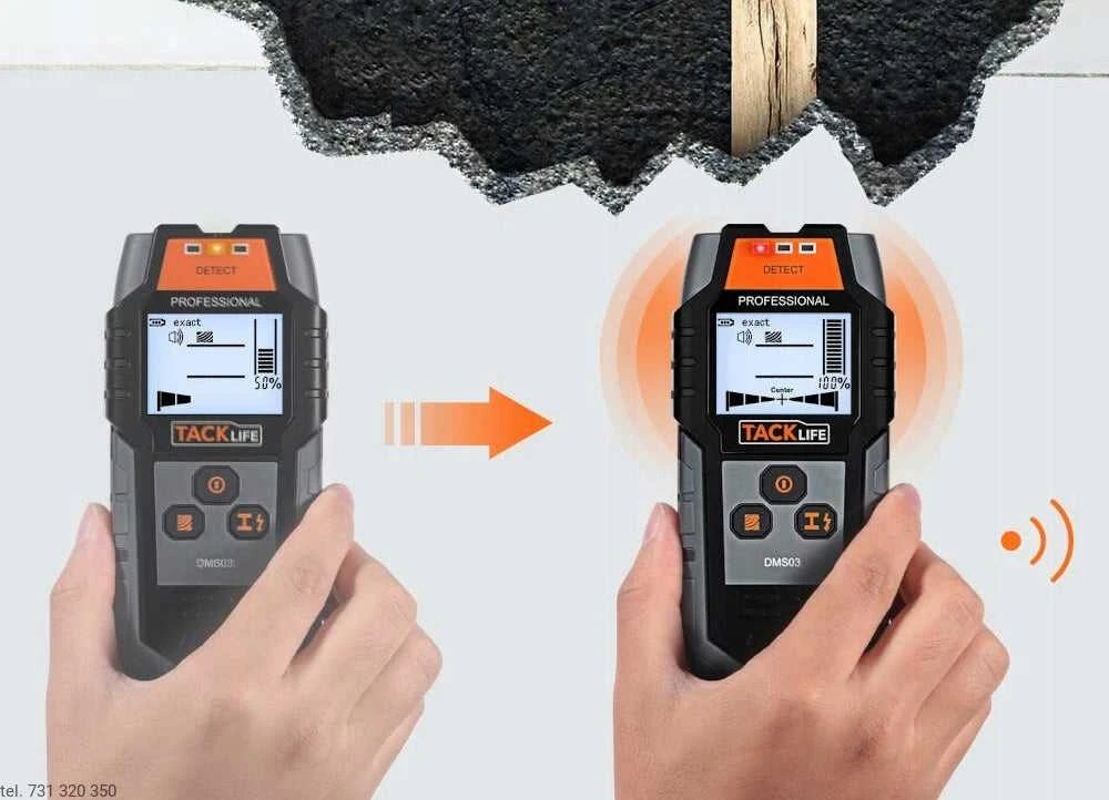 Kabelių ir laidų detektorius sienose | LCD | 4in1 | Metalo, laidų ir medienos ieškiklis