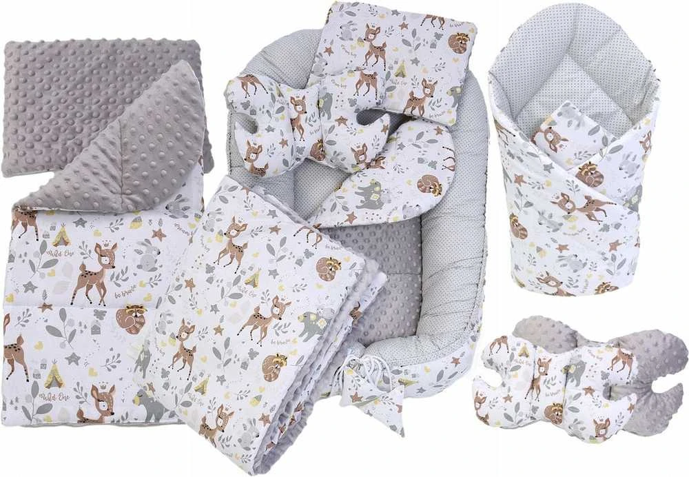 Kūdikių kokonų lizdelis „Minky“ rinkinys XXL „BabyMam“ 7 dalys