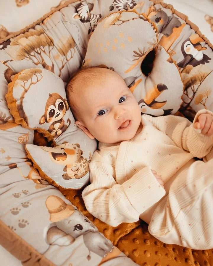 Kūdikių kokonų lizdelis „Minky“ rinkinys XXL „BabyMam“ 7 dalys