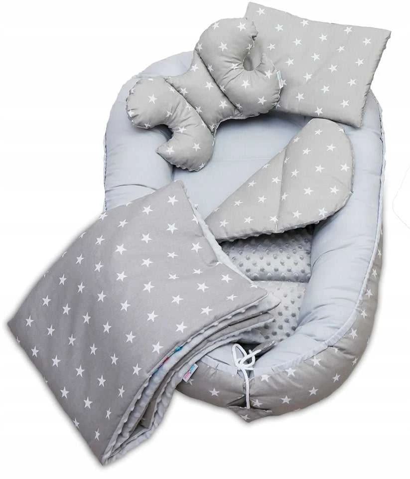 Kūdikių kokonų lizdelis „Minky“ rinkinys XXL „BabyMam“ 7 dalys