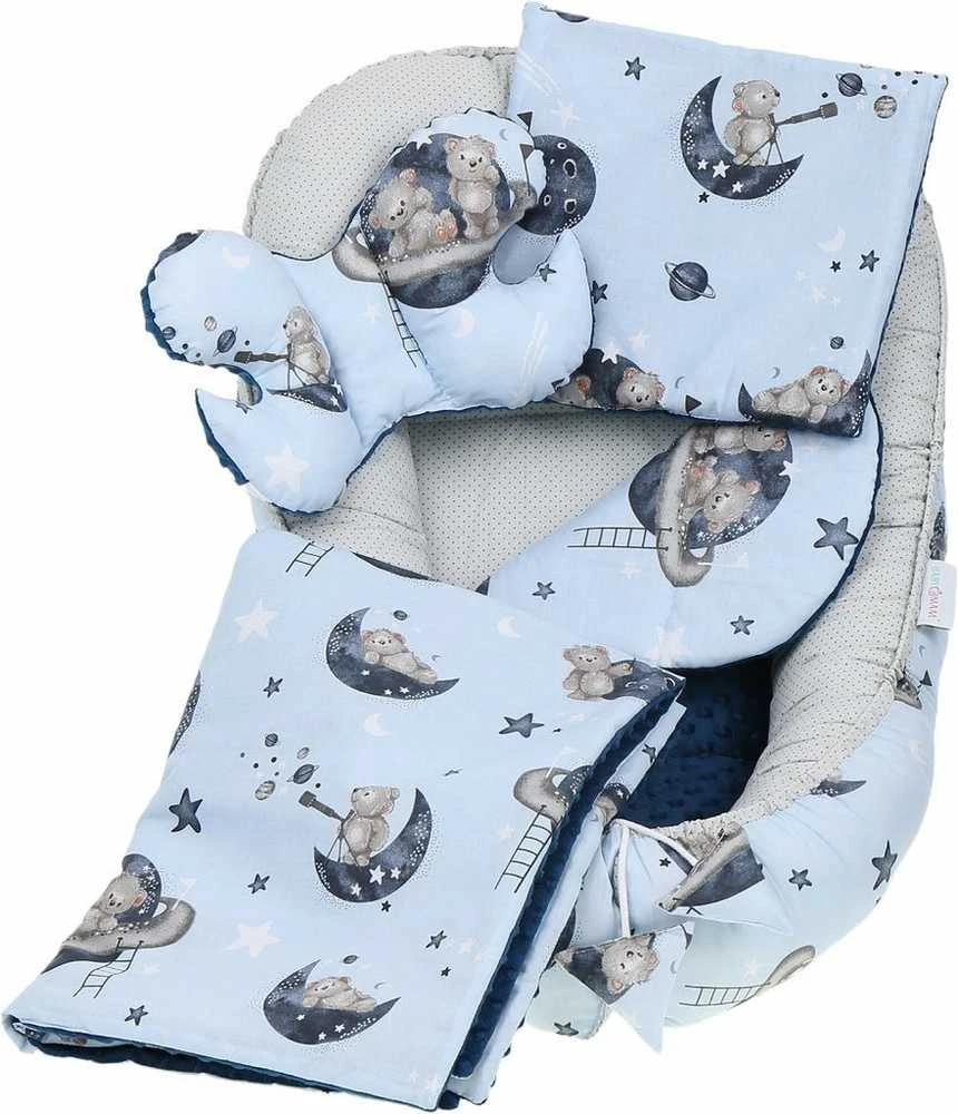 Kūdikių kokonų lizdelis „Minky“ rinkinys XXL „BabyMam“ 7 dalys