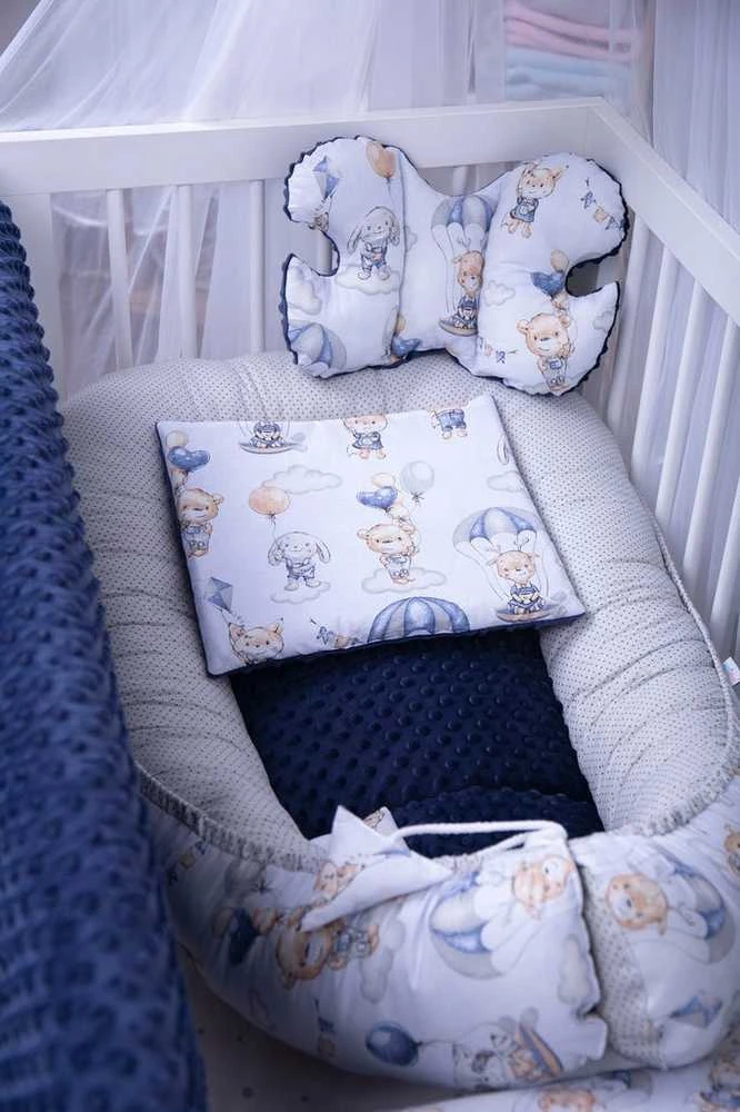 Kūdikių kokonų lizdelis „Minky“ rinkinys XXL „BabyMam“ 7 dalys