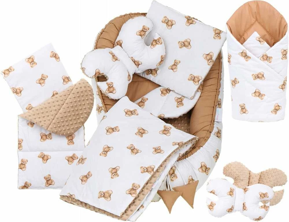 Kūdikių kokonų lizdelis „Minky“ rinkinys XXL „BabyMam“ 7 dalys