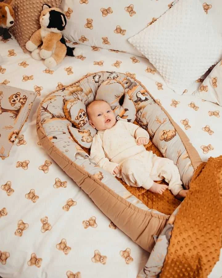 Kūdikių kokonų lizdelis „Minky“ rinkinys XXL „BabyMam“ 7 dalys