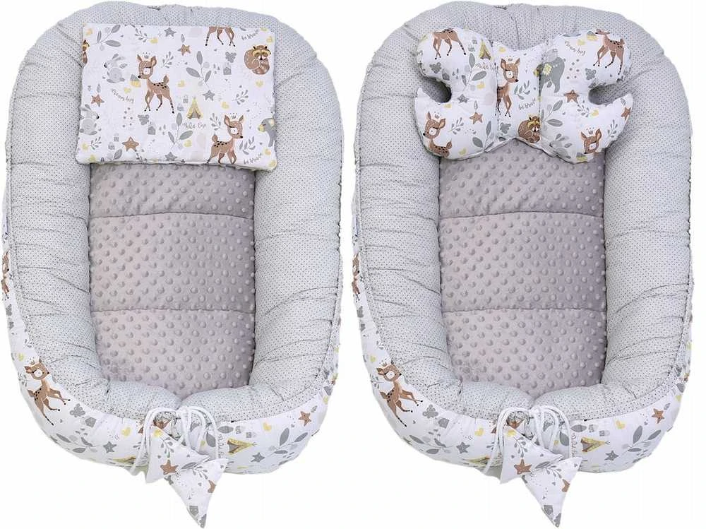 Kūdikių kokonų lizdelis „Minky“ rinkinys XXL „BabyMam“ 7 dalys
