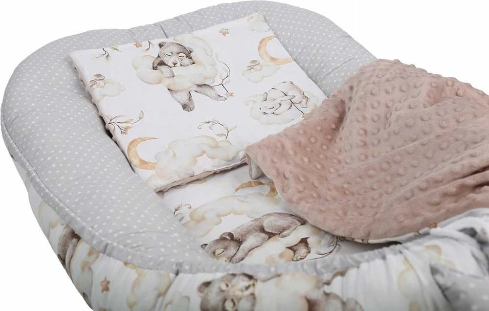 Kūdikių kokonų lizdelis „Minky“ rinkinys XXL „BabyMam“ 7 dalys