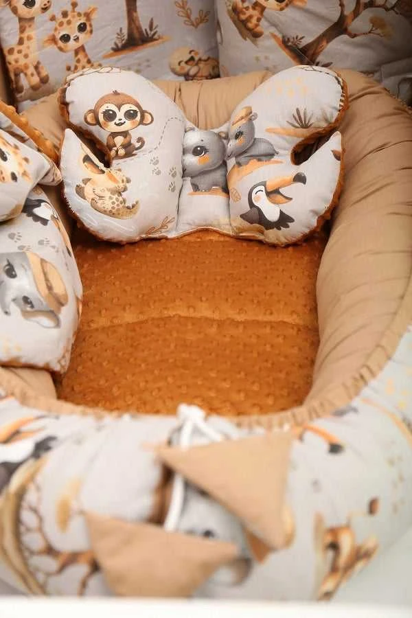 Kūdikių kokonų lizdelis „Minky“ rinkinys XXL „BabyMam“ 7 dalys