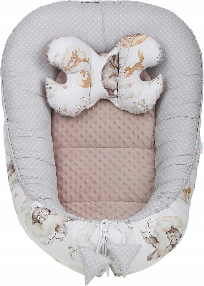 Kūdikių kokonų lizdelis „Minky“ rinkinys XXL „BabyMam“ 7 dalys