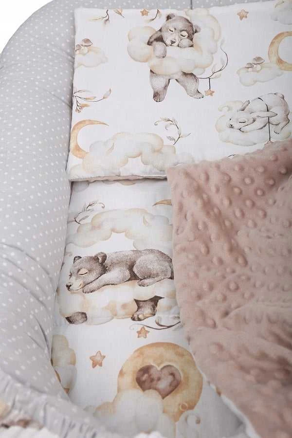 Kūdikių kokonų lizdelis „Minky“ rinkinys XXL „BabyMam“ 7 dalys