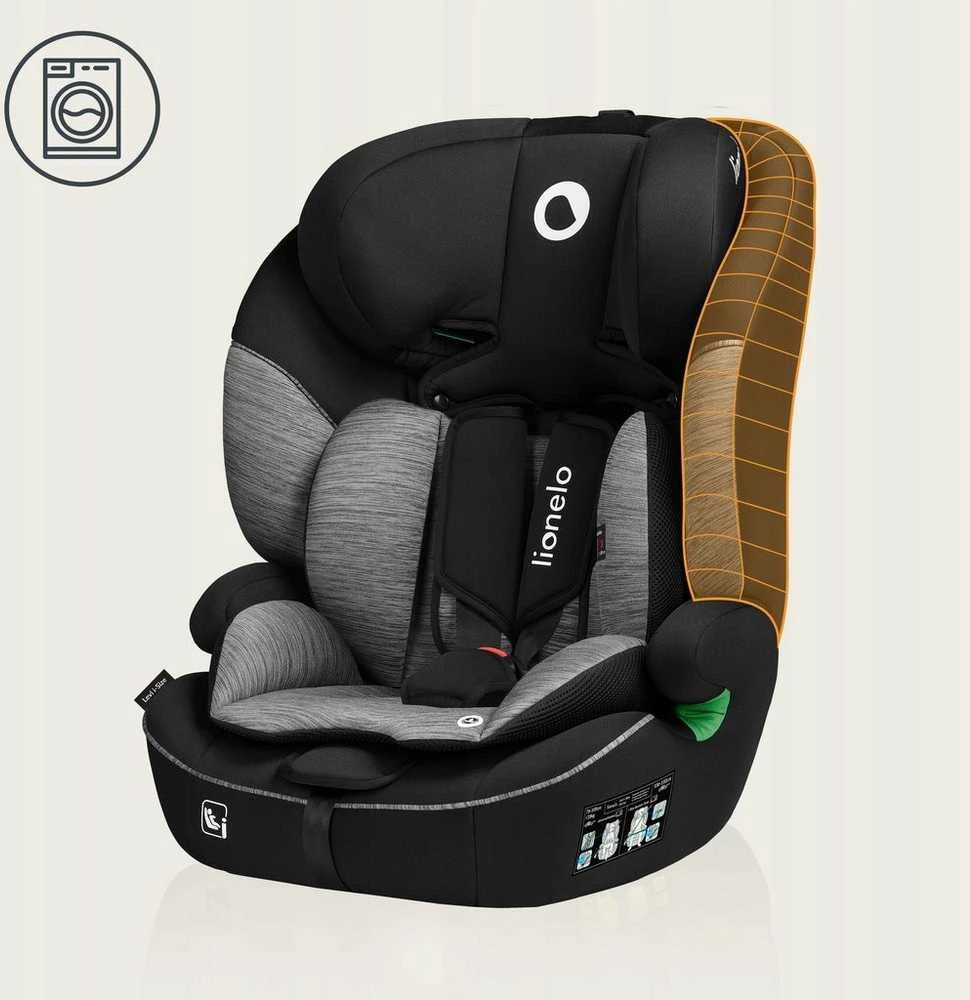 Lionelo LEVI i-Size kėdutė 76-150 cm 9-36 kg juoda