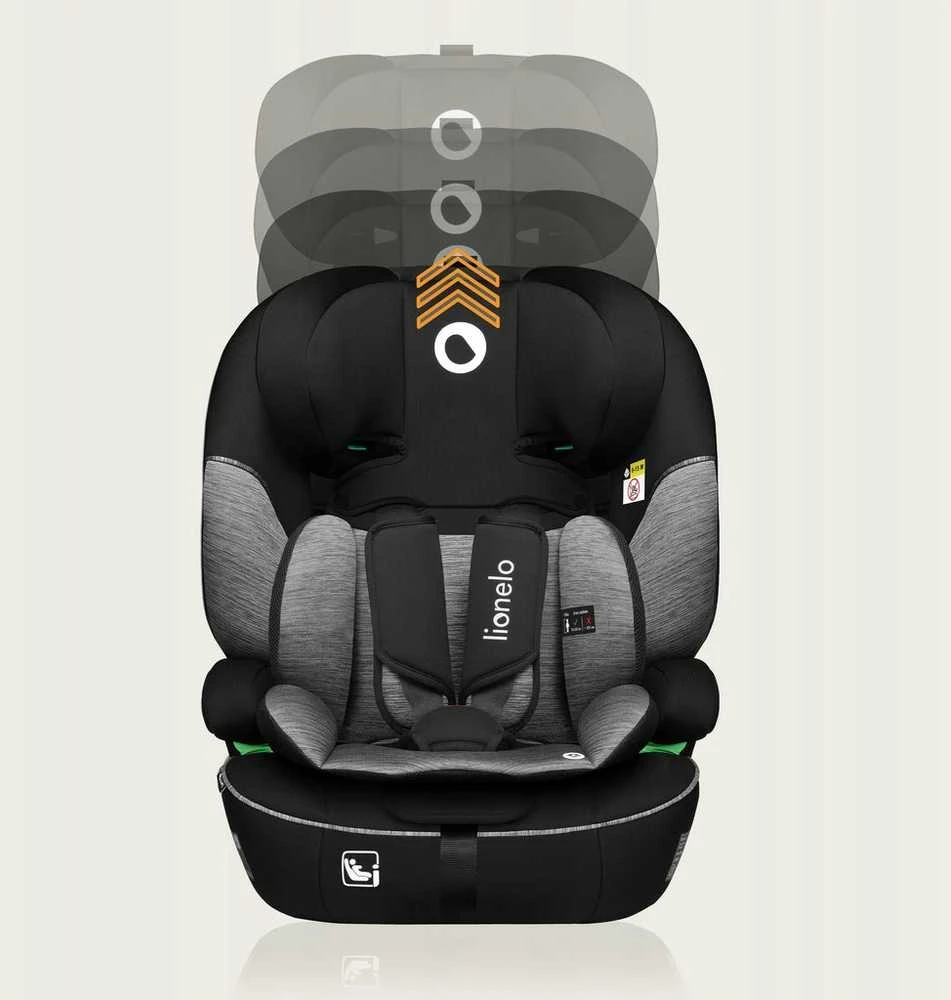 Lionelo LEVI i-Size kėdutė 76-150 cm 9-36 kg juoda