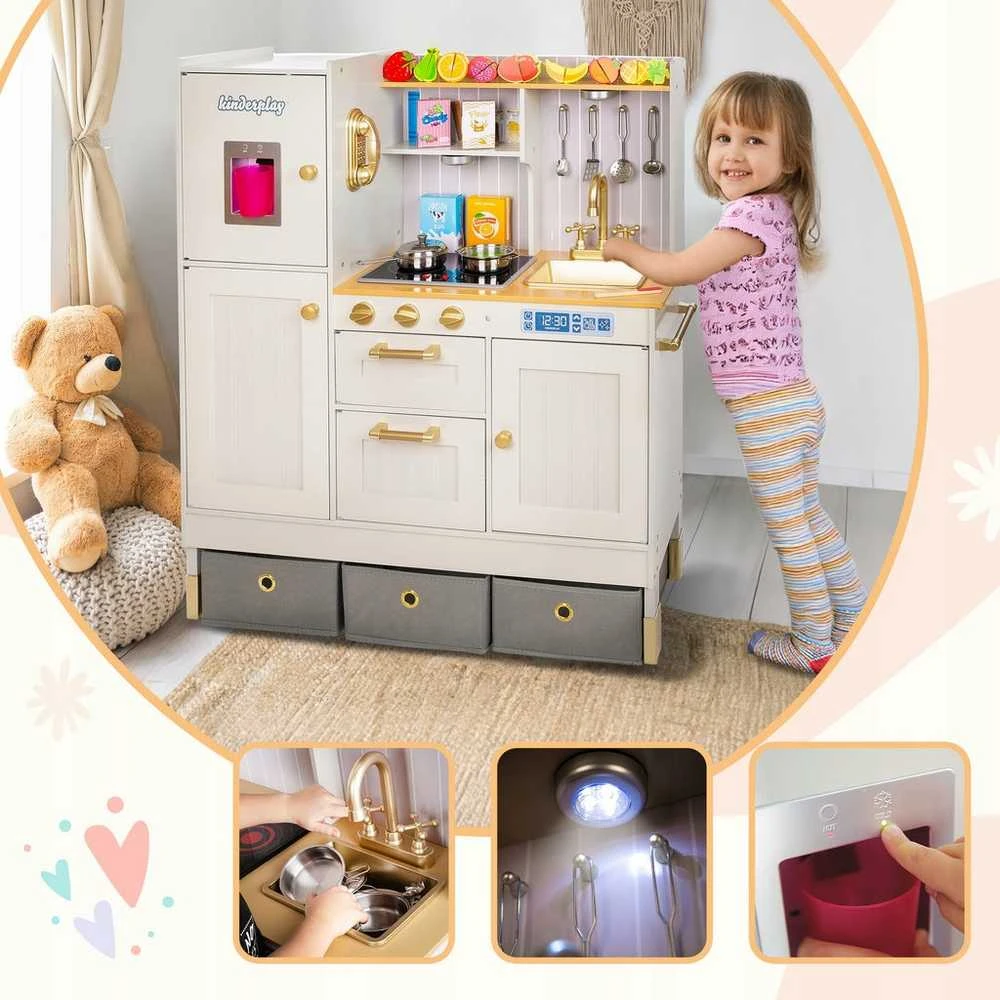 Medinė virtuvė su LED apšvietimu