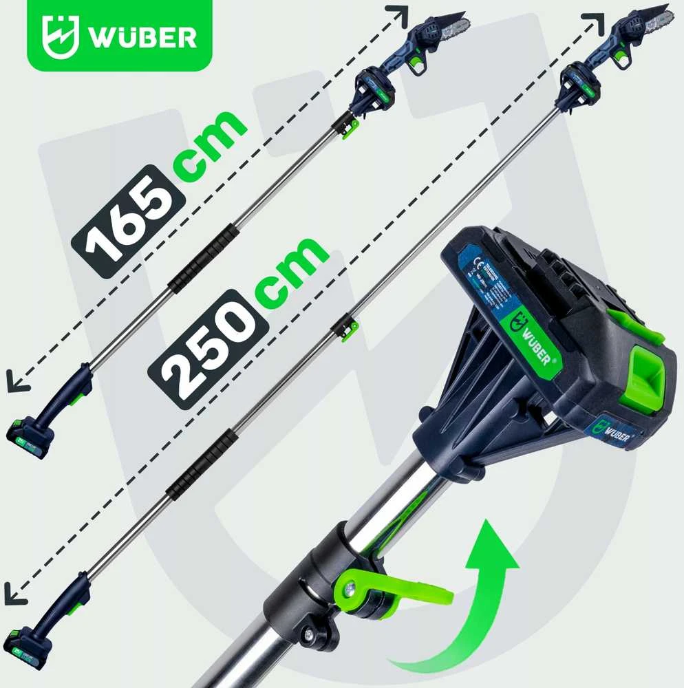 Mini akumuliatorinis grandininis pjūklas su 2 baterijomis ir strėle 250 cm