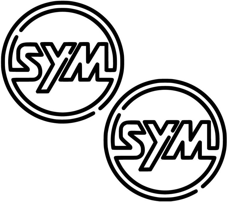 Motociklu Lipdukai Motorolerio logotipo lipdukai SYM, apvalaus dizaino, šalmui skirto dizaino, 2 vnt.