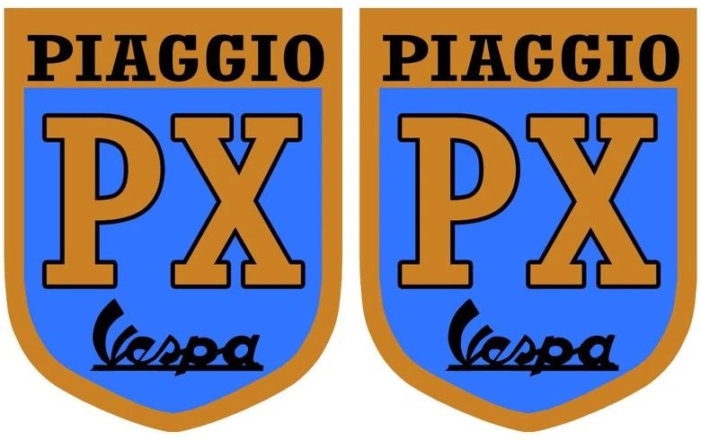 Motociklu Lipdukai Motorolerio logotipo lipdukai Piaggio Vespa PX, dizainas Nr. 2, 2 vnt.