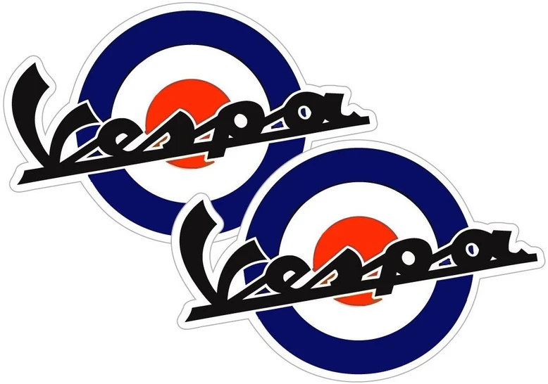 Motociklu Lipdukai Motorolerio logotipo lipdukai Piaggio Vespa Italia, dizainas Nr. 5, retro stiliaus, 2 vnt.