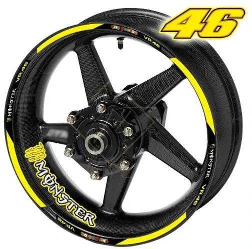 Motociklų „Monster VR 46“ ratlankių lipdukai, juostelės, lipdukai, „Honda“, „BMW“, „Yamaha“, „Kawasaki“