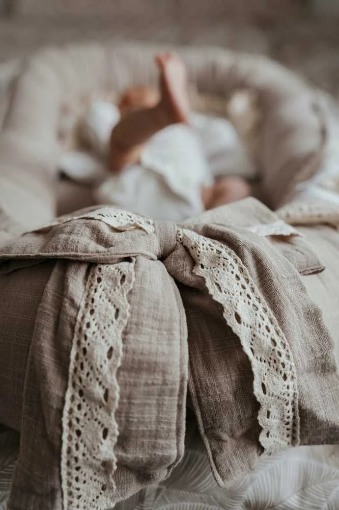 Muslininis kūdikio kokonas su linine struktūra, ELEGANT BEIGE