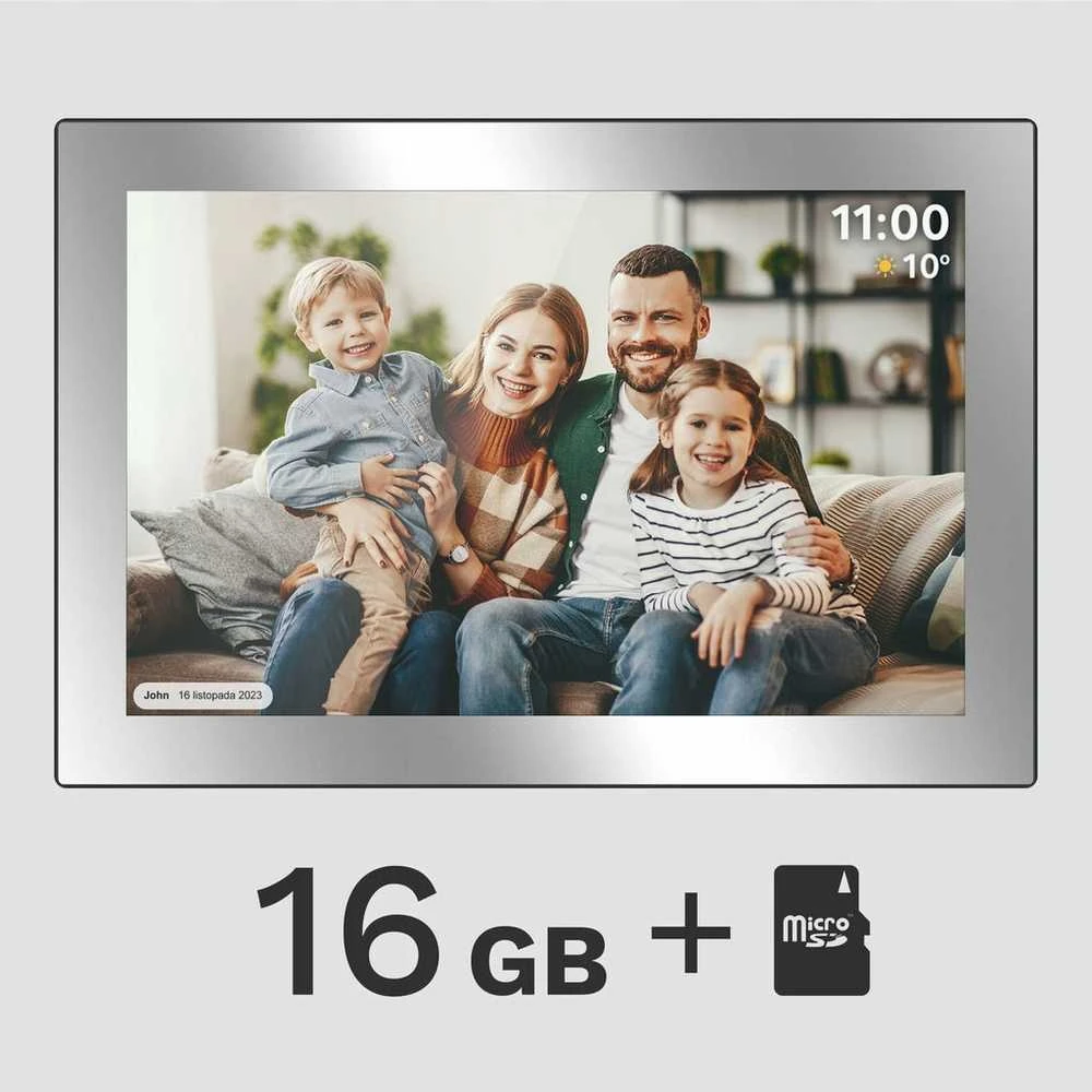 Nuotraukų rėmelis 10.1" sidabrinis WiFi jutiklinis skaitmeninis rėmelis