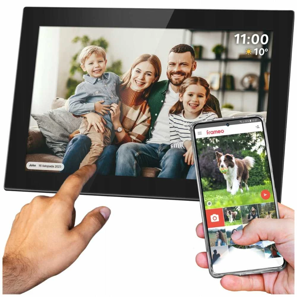 Nuotraukų rėmelis 10.1" WiFi FRAMEO skaitmeninis rėmelis juodas