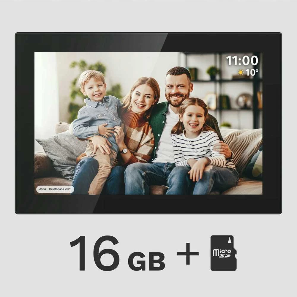 Nuotraukų rėmelis 10.1" WiFi FRAMEO skaitmeninis rėmelis juodas