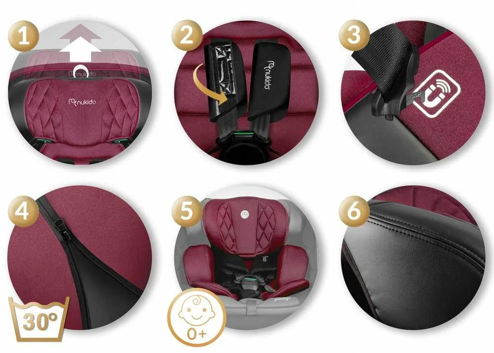 Pasukama ISOFIX NUKIDO i-Size kėdutė 0-36 kg 40-150 cm