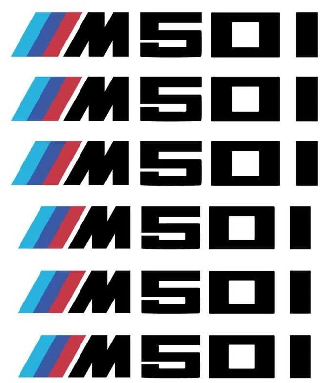 BMW M50i stabdžių suportų lipdukai – premium dekoras, 6 vnt.