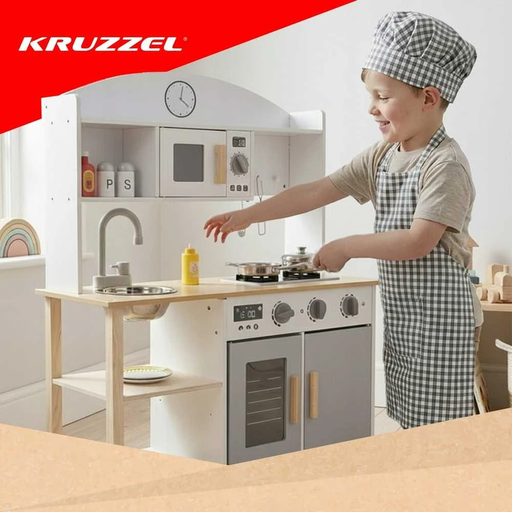 Vaikų virtuvės priedai su kriaukle ir virykle