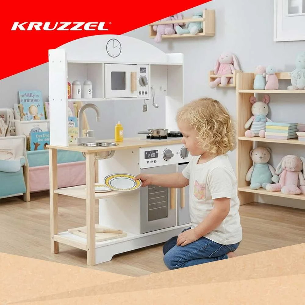 Vaikų virtuvės priedai su kriaukle ir virykle